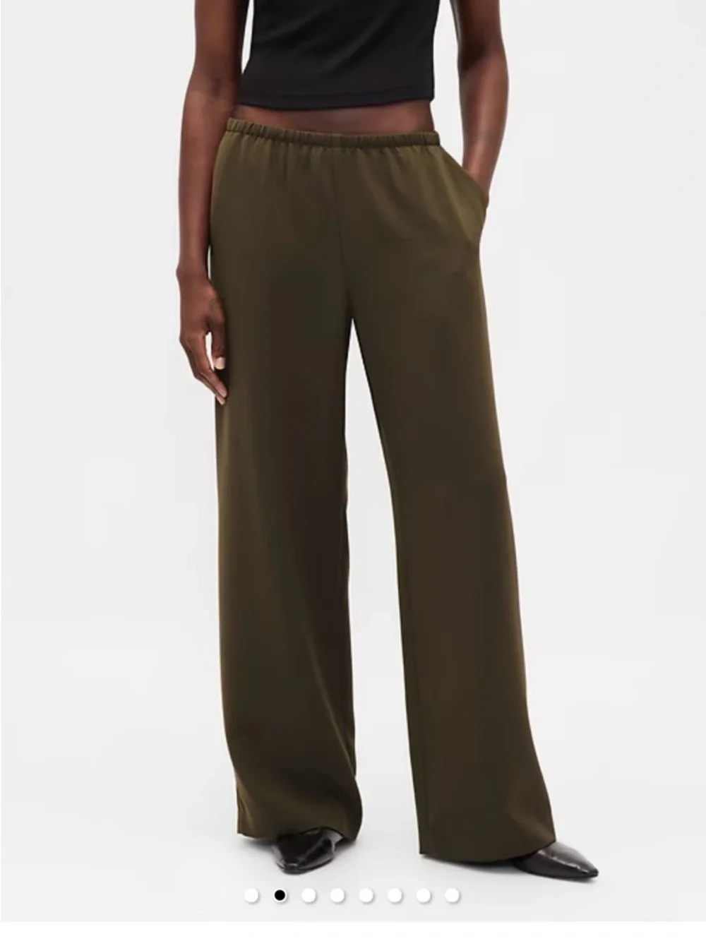 GAP The Easy Pants Wide Leg Pull On Pants NWT Size XS Beige Black Moss Green - Picture 6 of 7